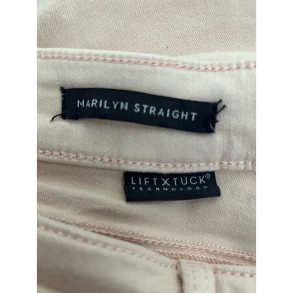 NYDJ Marilyn Straight‎ Leg Cuffed Capri Jeans Lift Tuck Plus Size 16 Pink Dusk
